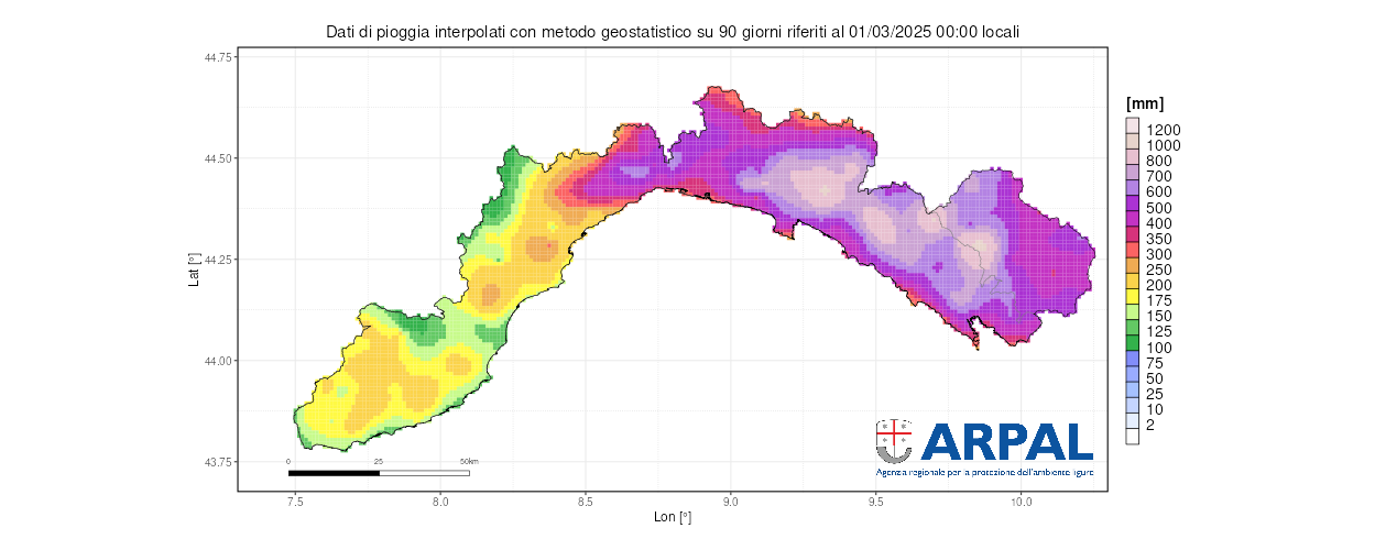 pioggia cumulate dicembre febbraio arpal