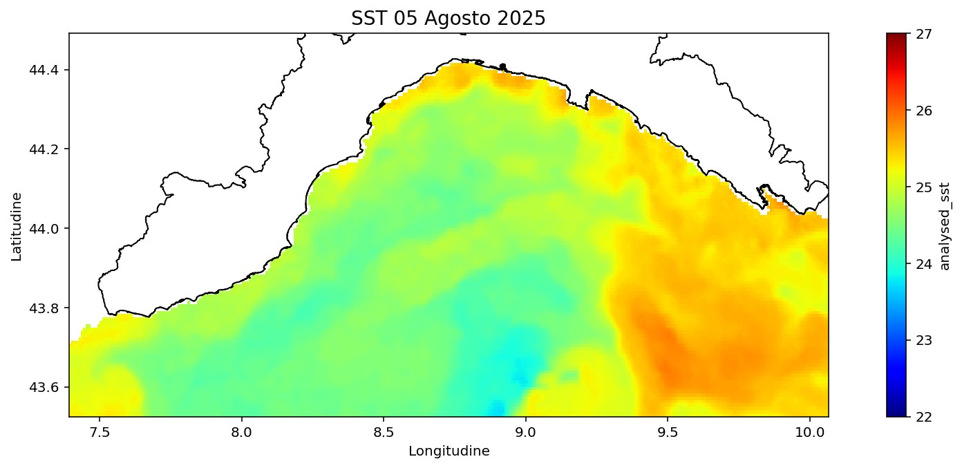 Sea surface temperature 05 08 2025