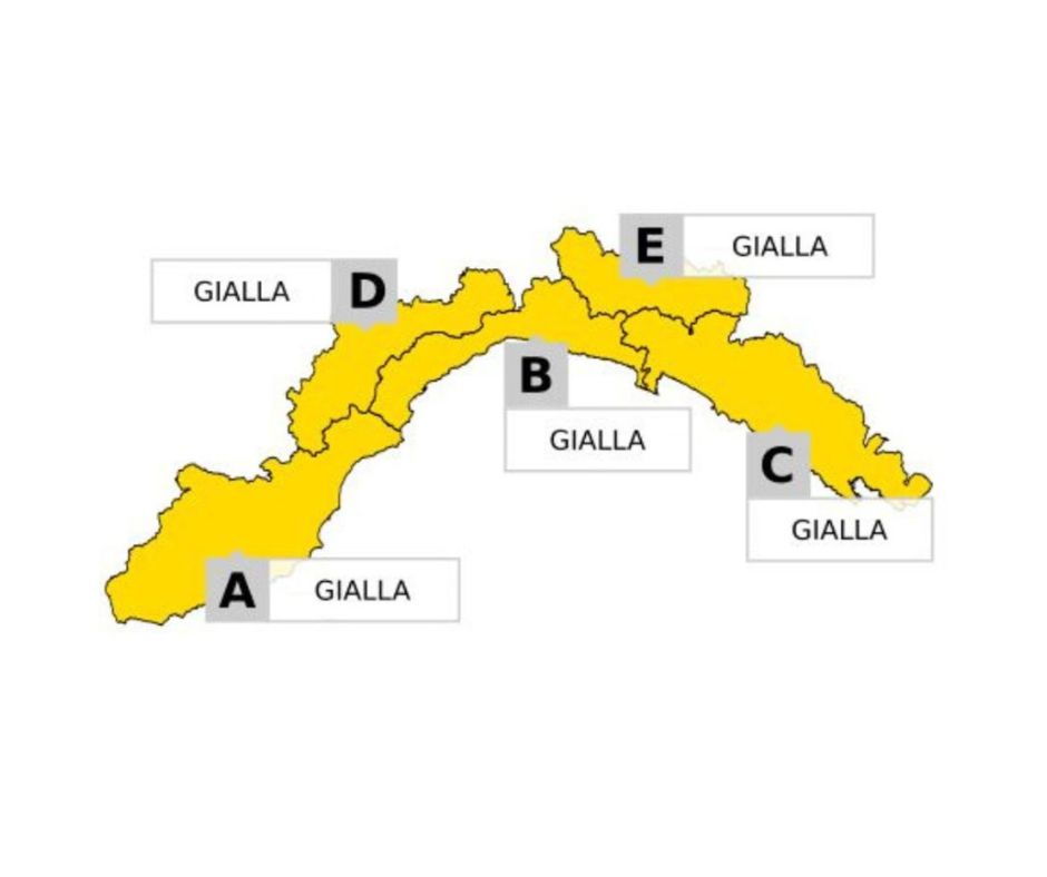 Allerta gialla per temporali su tutte le...